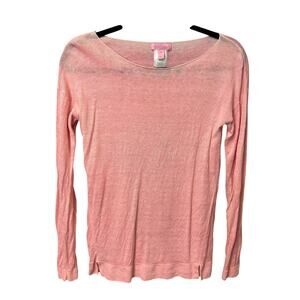 Lilly Pulitzer Pink Linen Long Sleeve Pullover Lightweight Sweater Womens XS